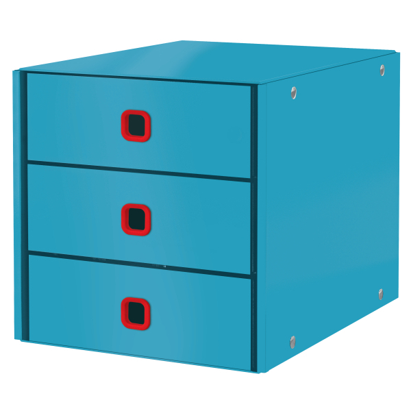 Kartonschubladenschrank, A4, 3 Schubladen, faltbar, Blau