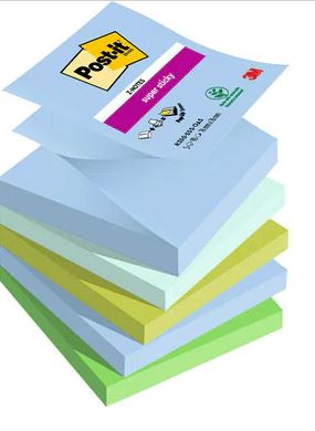 Super Sticky Z-Notes, Oasis Color Collection, 76 x 76 mm