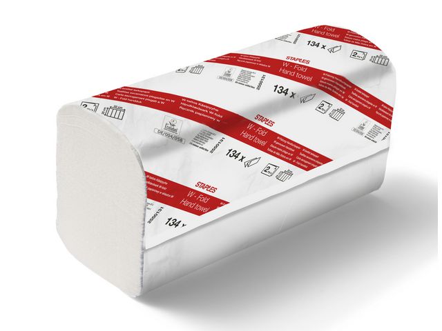 Gefaltete Papiertücher, 2-lagig, 134 Tücher, V-Falz, Geprägt, 220 mm, Weiß