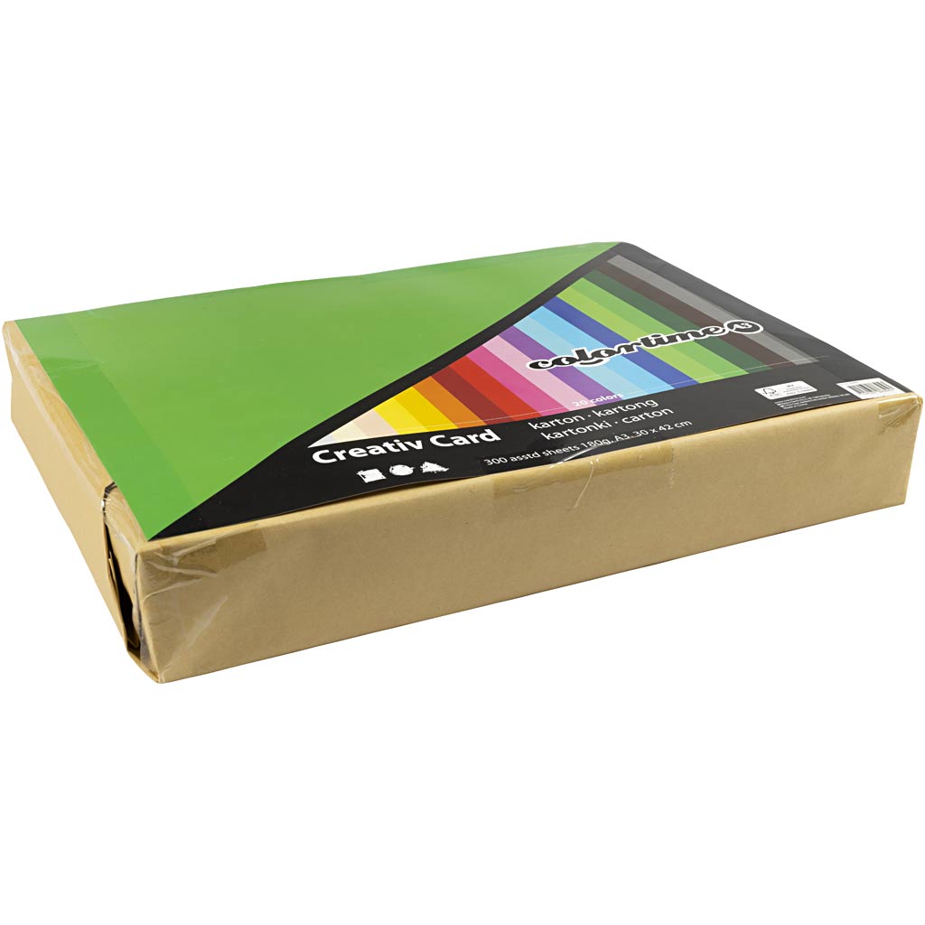 Farbiger Karton, A3 297x420 mm, 180 gr, 300 verschiedene Blätter, verschiedene Farben