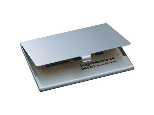 Visitenkartenbox, Aluminium, für: 15 Karten, Kartengröße: 90 x 55 mm, silber, matt