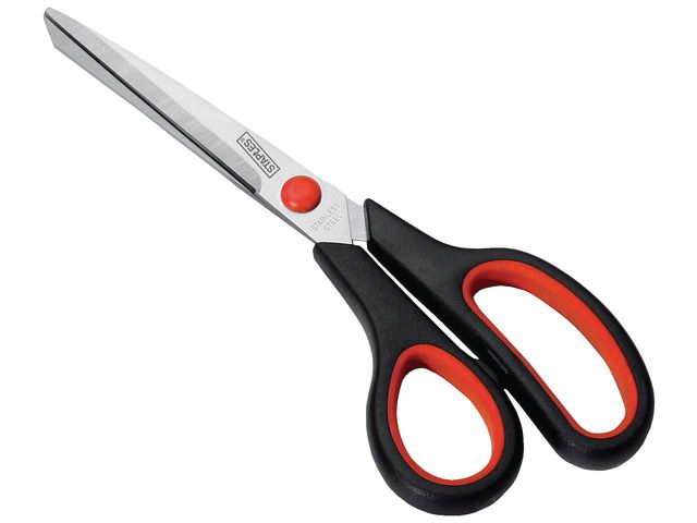 Schere Softgrip, rostfreier Stahl, für: Linkshänder, ergonomischer Griff, Kunststoff, schwarz/rot, Länge: 20,2 cm