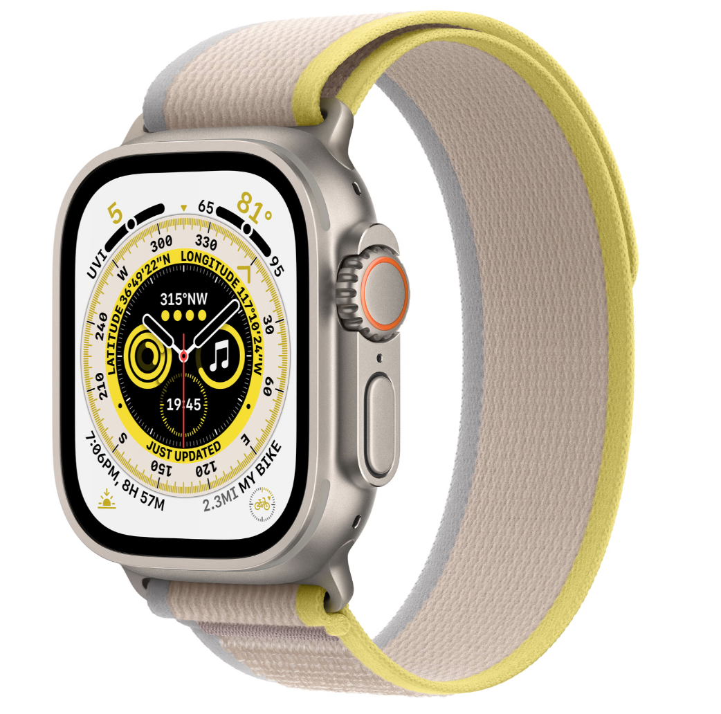  Watch Ultra GPS + Cellular, 49mm Titanium Case with Yellow/Beige Trail Loop  S/M