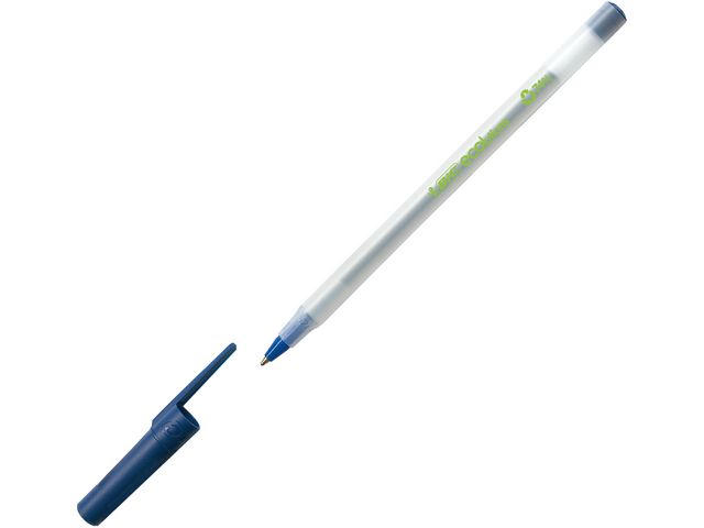 Kugelschreiber ecolutions® round stic™, mit Kappe, 0,4 mm, Schreibfarbe: blau