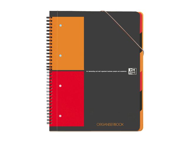 Collegeblock ORGANISERBOOK, kariert 5 mm, 4fach Lochung, A4+, 80 g/m², ECF, Einbandfarbe: sortiert, 90 Blatt