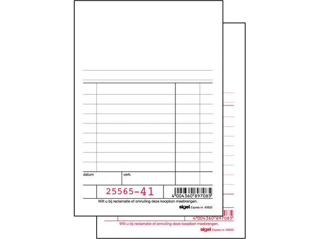 Kassen- und Quittungsformulare, Kassenblock, 150 x 100 mm, 2x50 Blatt