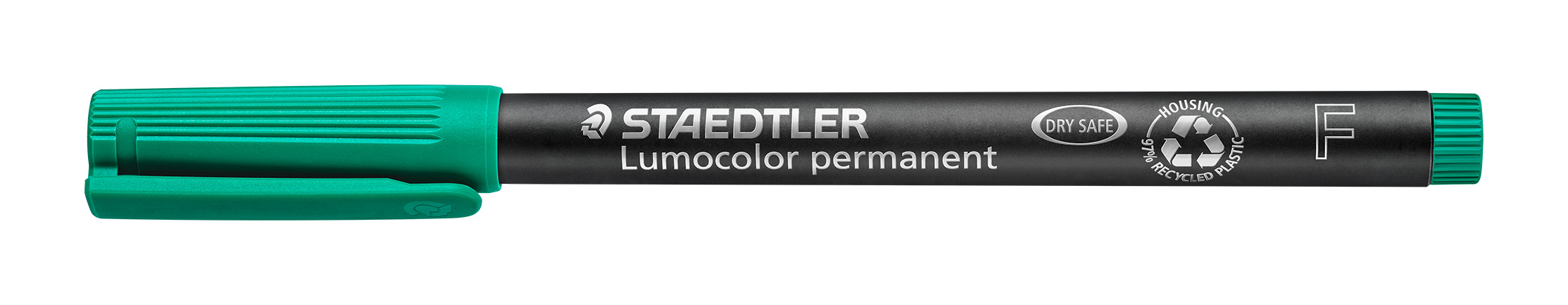 STAEDTLER® OH-Stift, Lumocolor® 318, F, nachfüllbar, permanent, Rundspitze, 0,6 mm, Schaftfarbe: schwarz, Schreibfarbe: grün
