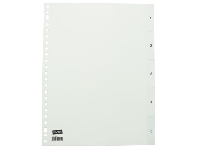 Blanko-Trennblätter aus Polypropylen, 5 Blatt, A4, Weiß