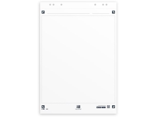 SmartChart Flipchart-Block, Blanko, 90 g/m², 6 Löcher, 650 x 980 mm, Weiß, 20 Blatt