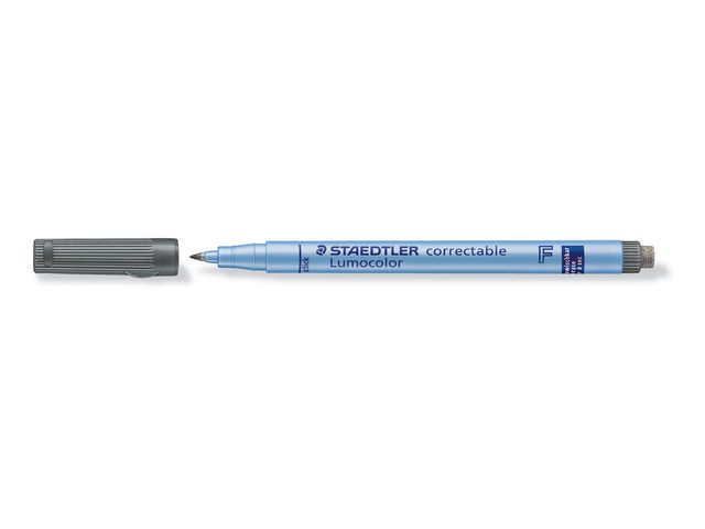 STAEDTLER® OH-Stift, Lumocolor® correctable, F, nachfüllbar, non-permanent, Rundspitze, 0,6 mm, Schreibfarbe: schwarz