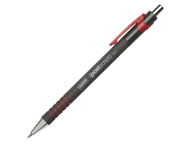 Kugelschreiber, postscript, Druckmechanik, M, 0,7 mm, Schreibfarbe: rot