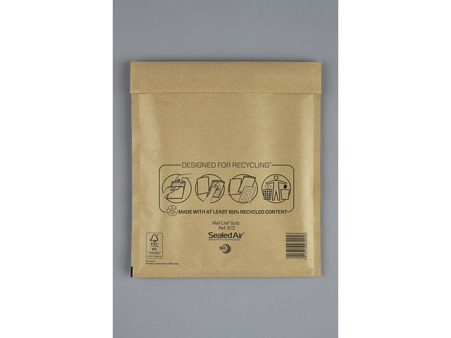 Luftpolstertasche, selbstklebend, Typ: E/2, 220 x 260 mm, Kraftpapier, 80 g/m², gold