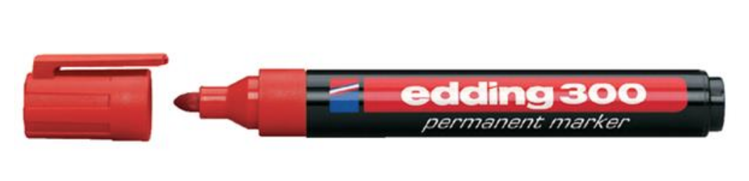 300, Permanent marker, 1,5-3mm, Rood
