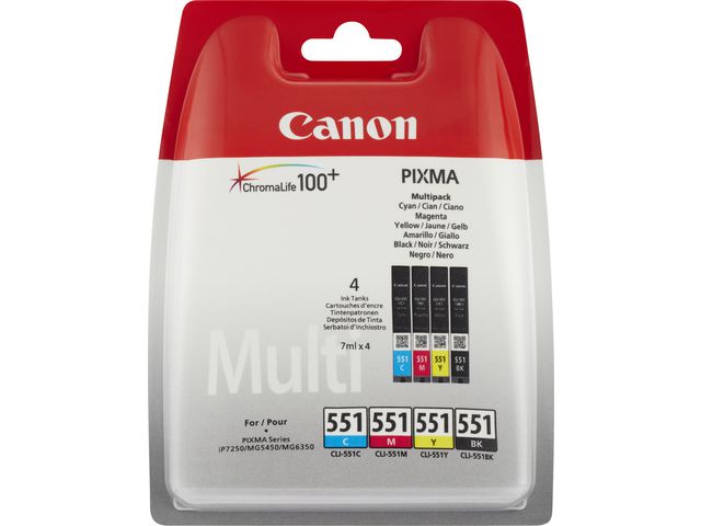 Canon CLI-551 C/M/Y/BK Multipack - 4er-Pack - Schwarz, Gelb, Cyan, Magenta - Original - Tintenbehälter