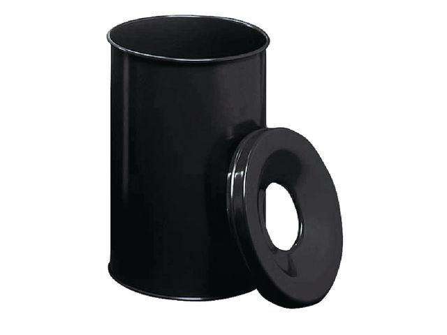 Papierkorb Standard, für Innenbereich, Metall, mit Löschring, rund, 30 l, 315 x 492 mm, schwarz