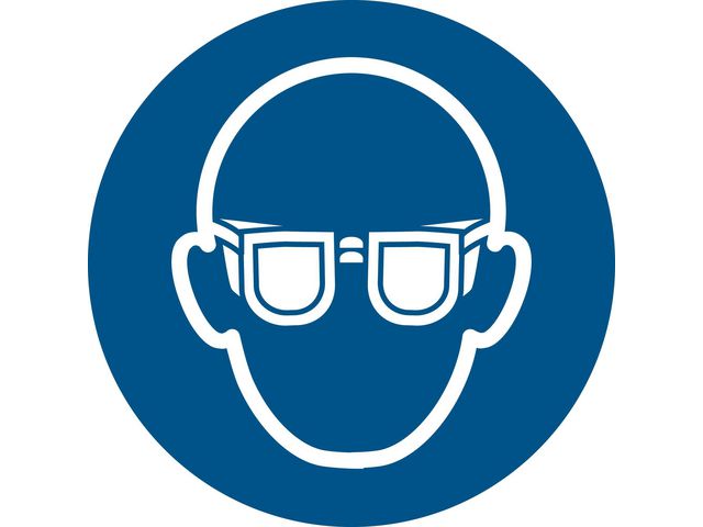 Piktogramm Augenschutz Obligatorisch, Kunststoff, Durchmesser 200 mm, Blau, Weiß