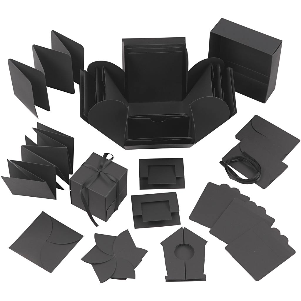 Geschenkbox Expl. 7x7x7,5+12x12x12cm schwarz