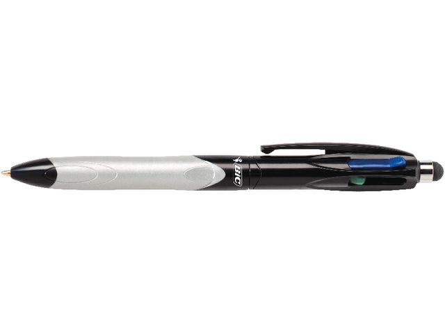 Mehrfarbkugelschreiber 4Colours™ STYLUS, nachfüllbar, Druckmechanik, 0,4 mm, Schreibfarbe: schwarz/rot/blau/grün