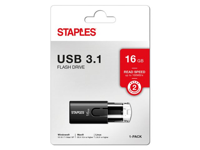 USB 3.1 Flash-Laufwerk mit Schieber, 16 GB, Schwarz