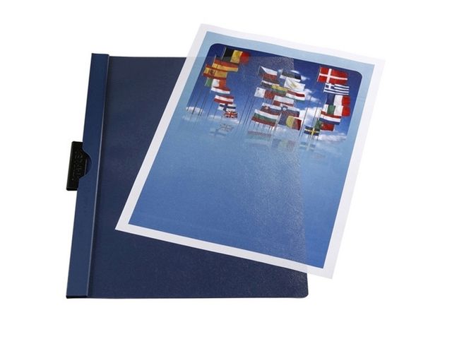 Klemmmappe, PVC-Folie, transparenter Vorderdeckel, A4, für: 1 - 60 Blatt, blau