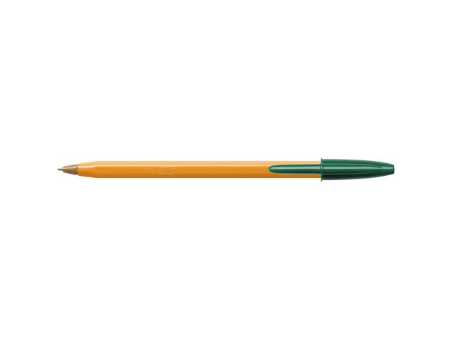 Orange, Kugelschreiber, Feine 0,8-mm-Spitze, Orangener Schaft, Grüne Tinte