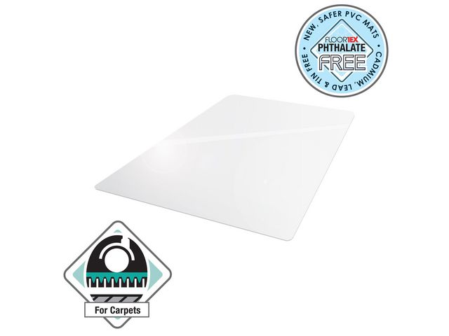 Cleartex® AdvantageMat Bodenschutzmatte, Rechteckig, 1.200 mm x 1.500 mm, Antimikrobiell, für Teppichböden, Vollständig recycelbares PVC, matt-transparent