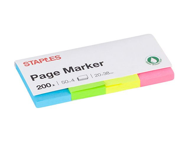 Haftmarker stickies™ page marker, 20 x 38 mm, 4farbig sortiert, 4 x 50 Blatt