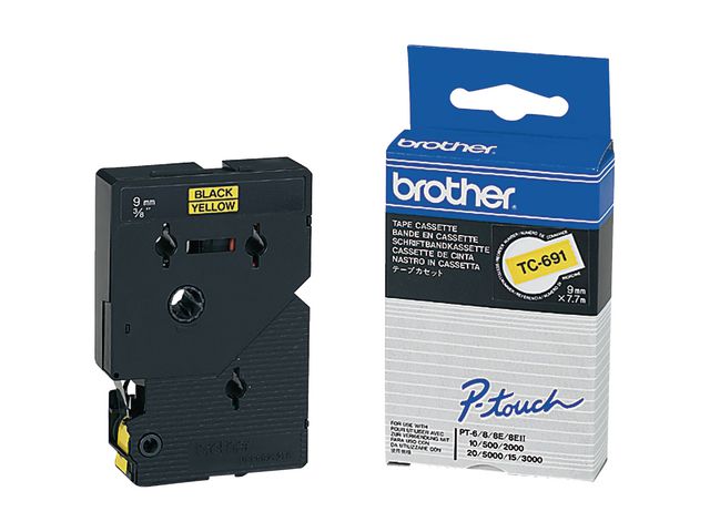 brother® Schriftbandkassette TC, 12 mm x 7,7 m, schwarz auf gelb