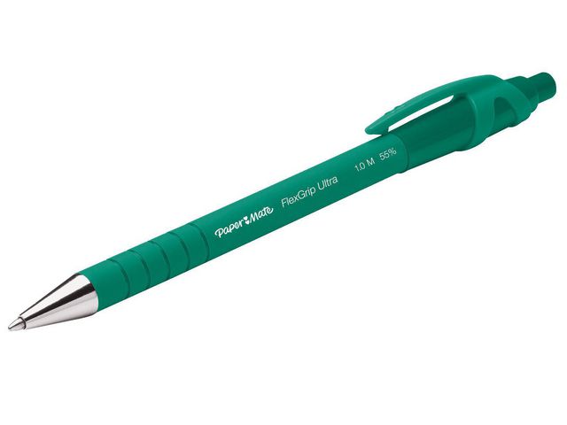 FlexGrip Ultra, Druckkugelschreiber, Mittelstarke Spitze, Grüner Schaft mit Griff, Grüne Tinte