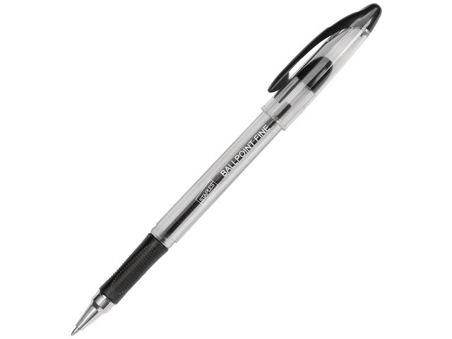Kugelschreiber, Einweg, mit Kappe, F, Schaftfarbe: farblos, transparent, Schreibfarbe: schwarz