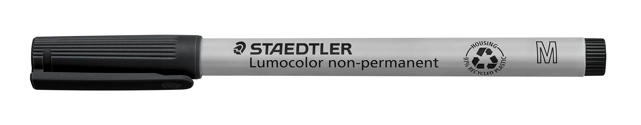 STAEDTLER® OH-Stift, Lumocolor® 315, M, nachfüllbar, non-permanent, Rundspitze, 1 mm, Schaftfarbe: grau, Schreibfarbe: schwarz