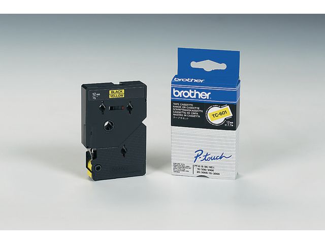 brother® Schriftbandkassette TC, 12 mm x 7,7 m, schwarz auf gelb