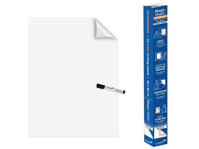 Flipchartrolle Magic Chart, Whiteboard, 60 cm x 0,8 m, PP, weiß, 25 Blatt