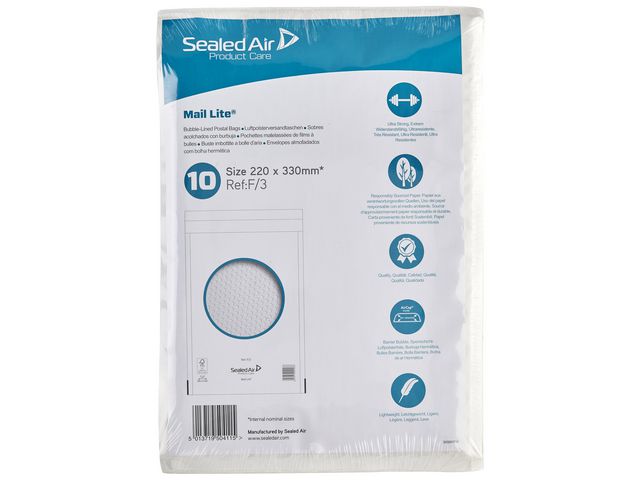 Mail Lite Luftpolsterumschlag, E2, 260 mm x 220 mm, AirCap®, selbstklebend, Kraftpapier, weiß