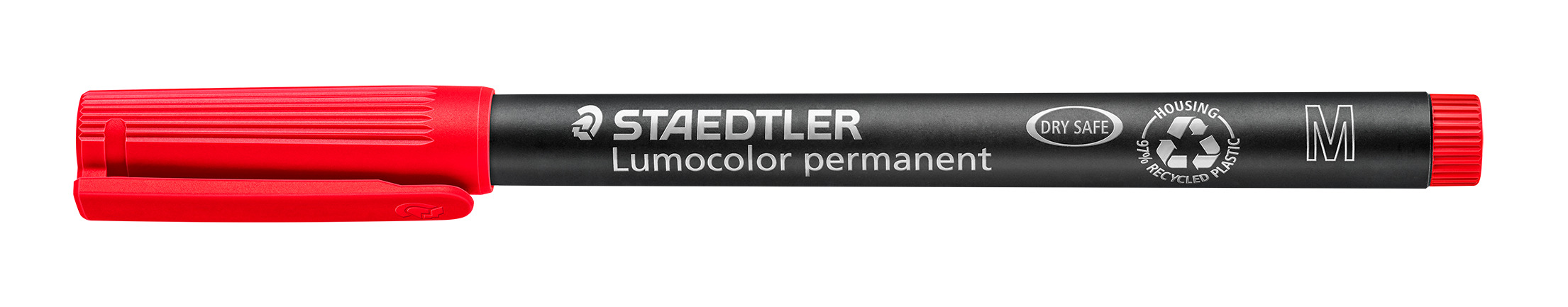 STAEDTLER® OH-Stift, Lumocolor® 317, M, nachfüllbar, permanent, Rundspitze, 1 mm, Schaftfarbe: schwarz, Schreibfarbe: rot