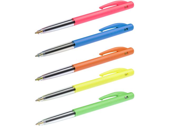 M10 Clic™-Druckkugelschreiber, Mittlere 1-mm-Spitze, Verschiedene Schaftfarben, Blaue Tinte