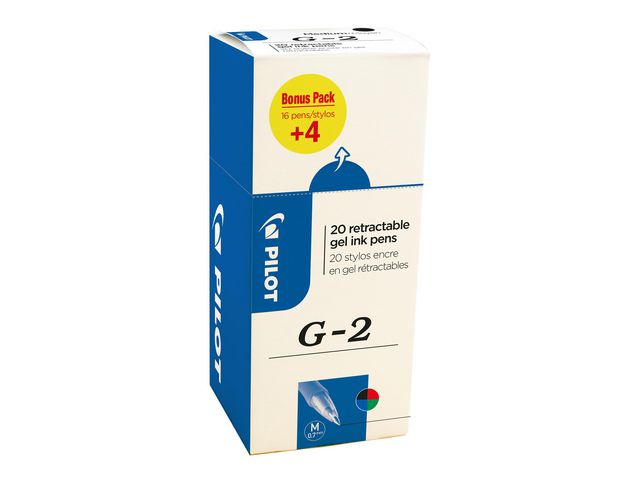 G-2 Value Pack 16 und 4 Gel Pen Roller, mittlere Spitze 0,7 mm, schwarz, blau, rot, grün