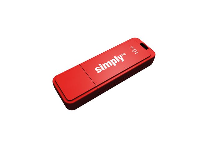 16 GB USB 2.0-Stick mit Kappe, Rot/Schwarz