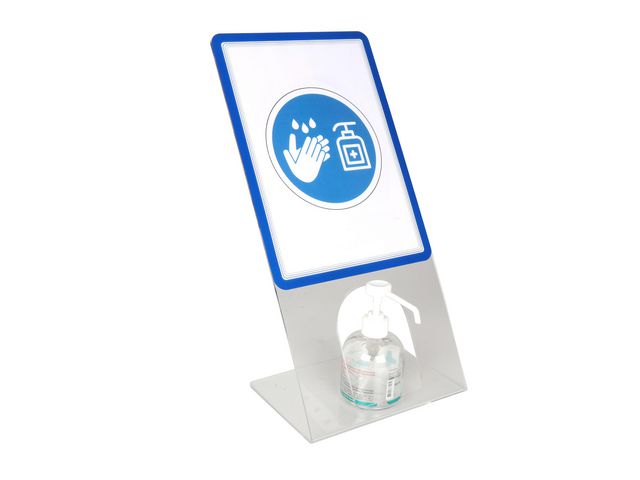 Magneto-Display-Ständer für Gelspender, personalisierbar A4, transparent