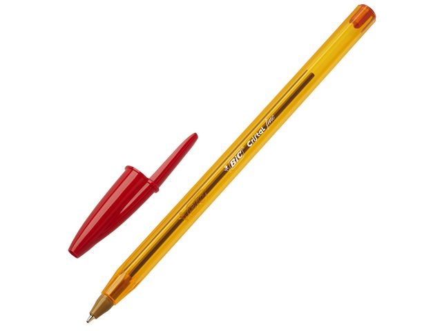 Kugelschreiber, Cristal®, 0,35 mm, Schaftfarbe: orange, transparent, Schreibfarbe: rot