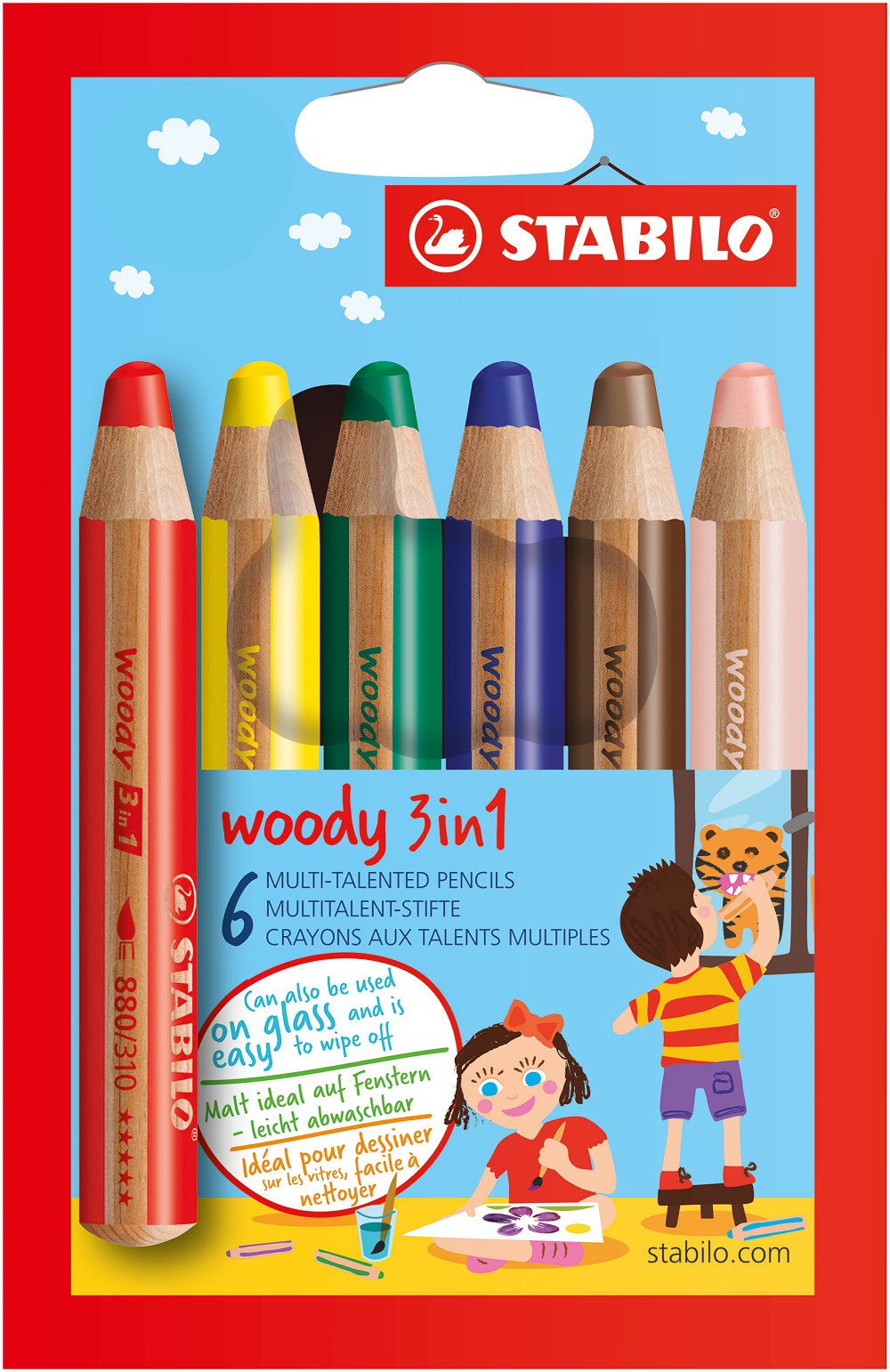 Woody 3-in-1 Buntstifte, Rundschaft, verschiedene Minenfarben