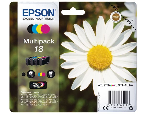 Epson 18 Multipack - 4er-Pack - Schwarz, Gelb, Cyan, Magenta - Original - Druckerpatrone