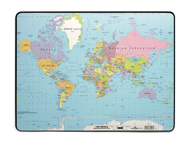 Schreibtischauflage, Weltkarte, rutschfest, 40 cm x 53 cm