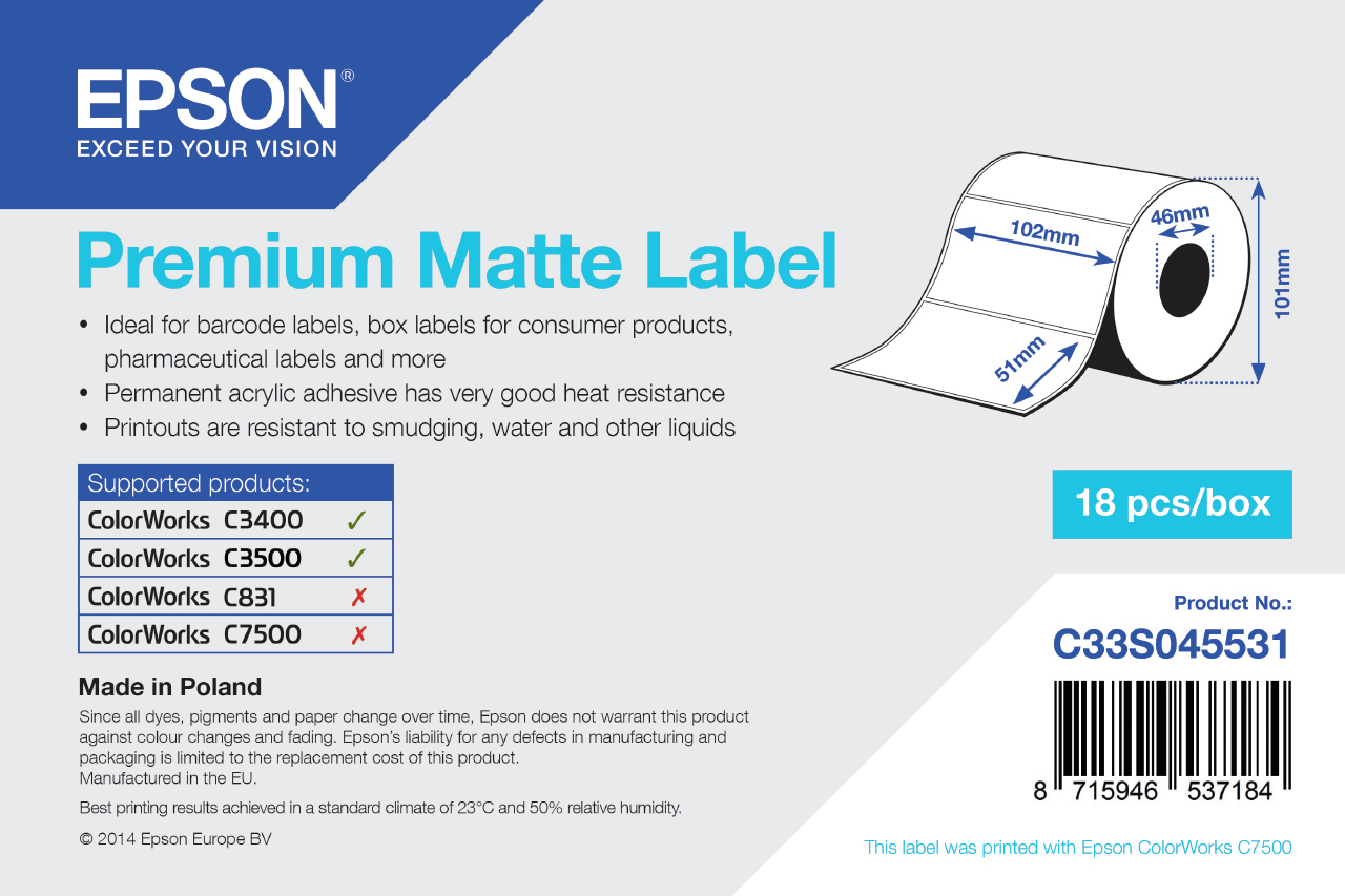  Premium Matte Label Papier, 102 mm x 51 mm