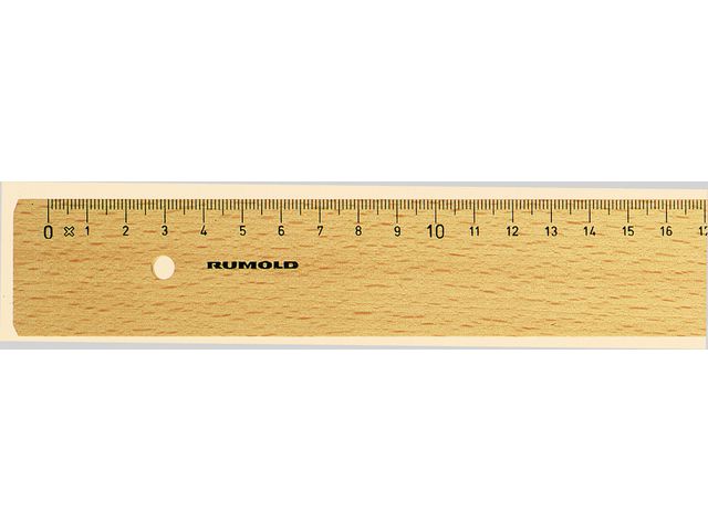 Lineal, Buche, mit Tuschekante, Länge: 40 cm, mm-Teilung, natur