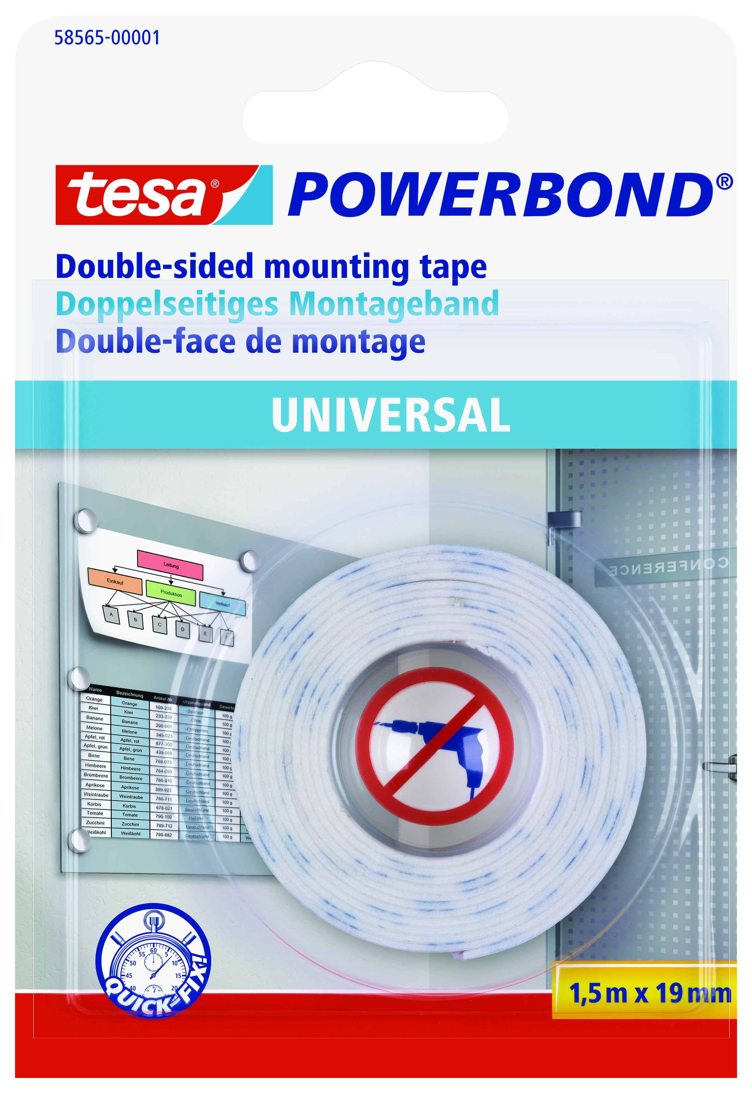 Powerbond Universal Mountageband 19 mm x 1,5 m