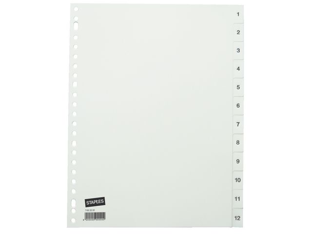 Blanko-Trennblätter aus Polypropylen, 12 Blatt, A4, Weiß