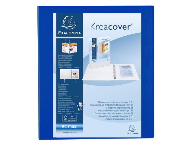 KreaCover Präsentations Ringbuch, A4 Maxi, Ringkapazität 25 mm, 4 Ringe, Blau