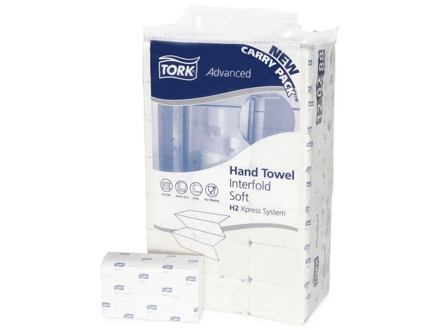 Gefaltete Advanced H2 Papiertücher, 2-lagig, 136 Blatt, Interfold, Geprägt, Weiß