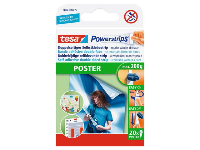 Powerstrips® POSTER, doppelseitige selbstklebende Strips, weiß, 58003